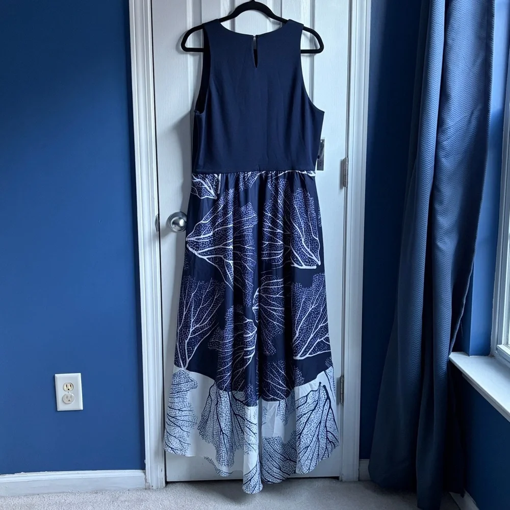 NWT Hutch Women's XL Altana 2fer Knit High Low Maxi Dress Navy White Coral Reef - Picture 4 of 10